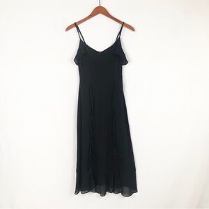 Reformation Ruffle Midi Slip Dress Crepe Size 2 Black USA